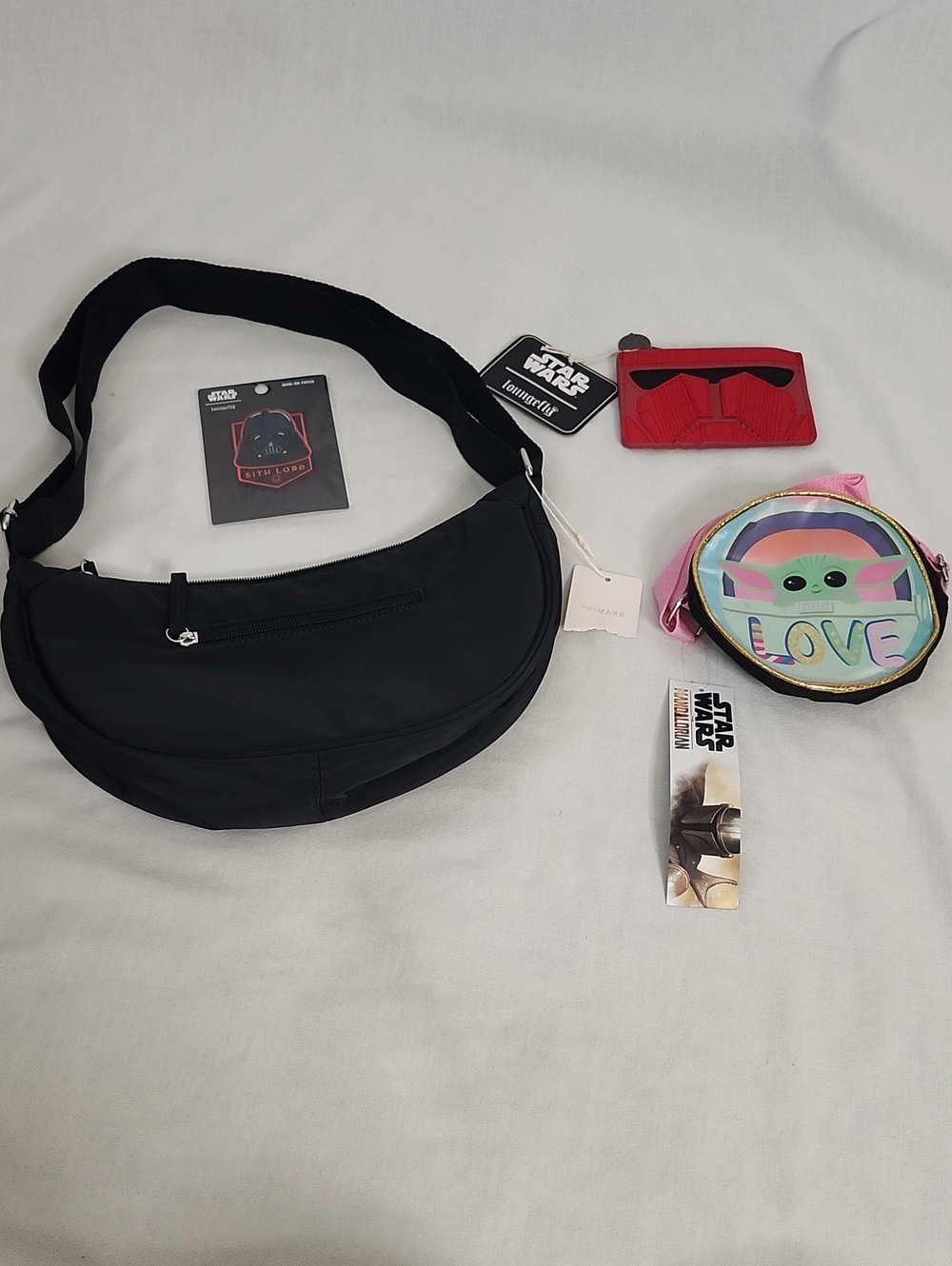 Primark Black Crescent Crossbody Bag w/ Starwars Loungefly Set